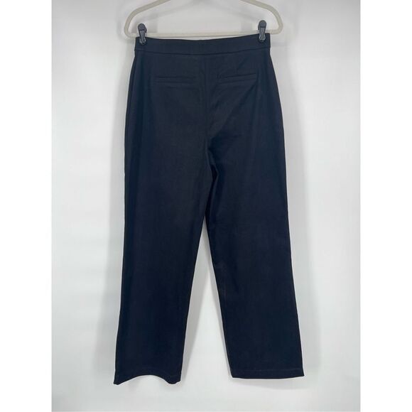 7 For All Mankind Wide Leg Black Pants Gold Horse Bit Hardware High Rise Size 6 - Picture 2 of 9